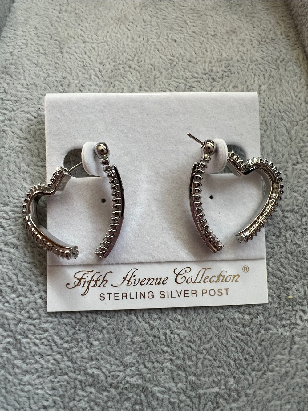 Fifth Avenue Collection Sterling Silver Heart Hoop Earrings - Silver